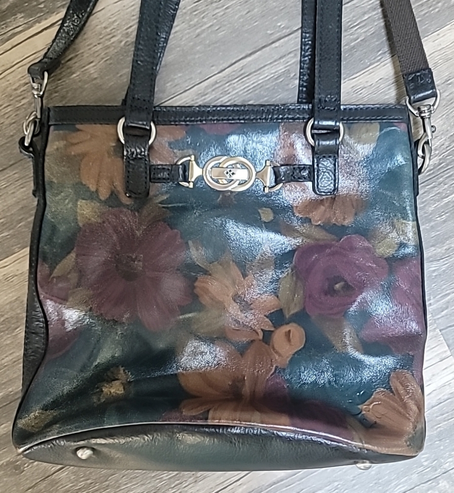 Patricia Nash Peruvian Painting Lundy  Cr Black Shoulder Bag with Artistic Print